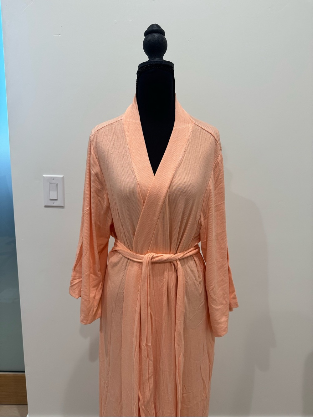 Body Love Basics Peach Ribbed Robe - Picture 3 of 3
